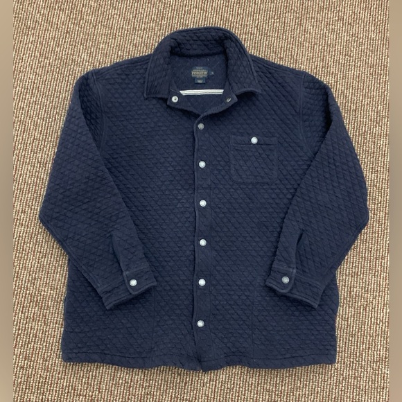 Men’s XL Navy Blue Cotton Blend PENDLETON Quilted Snap Button Shirt Jacket - Picture 5 of 10